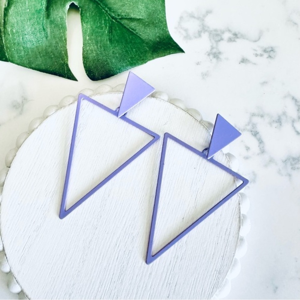 2/$30🌵 Lavender Purple Triangle Geo Dangle Earrings Boho Gift NEW Jewelry
